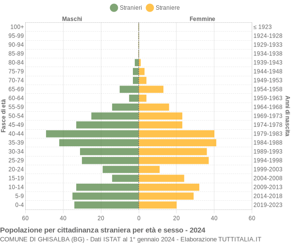 Grafico cittadini stranieri - Ghisalba 2024