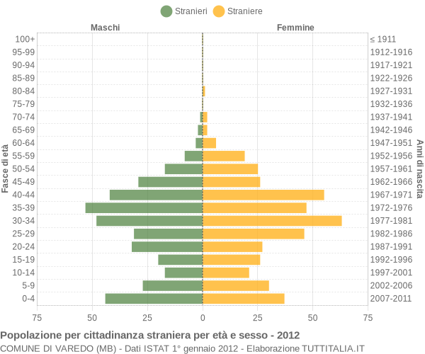 Grafico cittadini stranieri - Varedo 2012