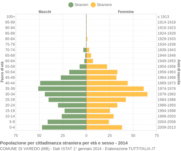 Grafico cittadini stranieri - Varedo 2014