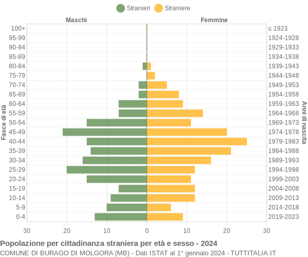 Grafico cittadini stranieri - Burago di Molgora 2024