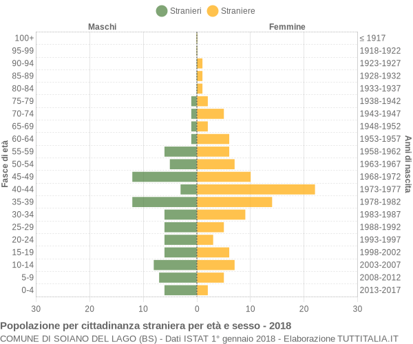 Grafico cittadini stranieri - Soiano del Lago 2018