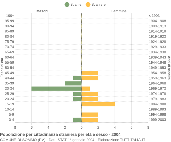 Grafico cittadini stranieri - Sommo 2004