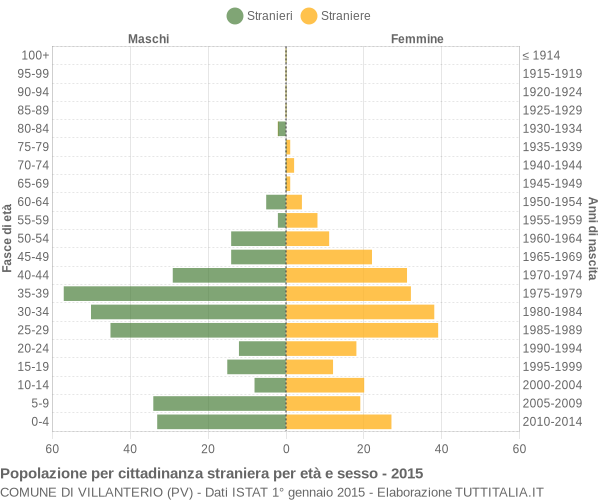 Grafico cittadini stranieri - Villanterio 2015