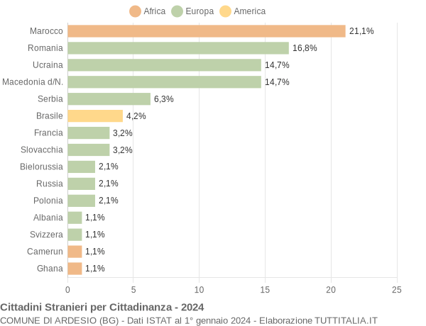 Grafico cittadinanza stranieri - Ardesio 2024