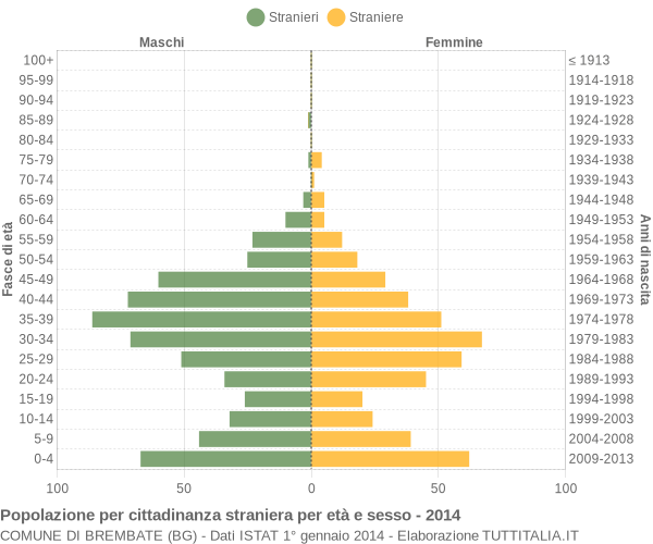 Grafico cittadini stranieri - Brembate 2014