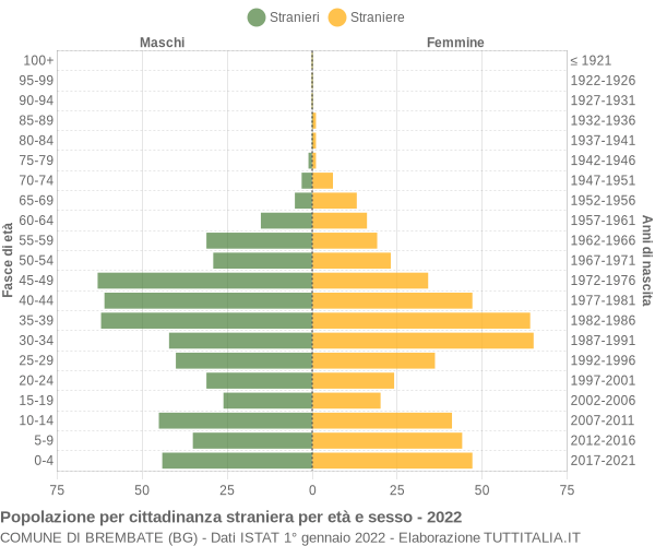 Grafico cittadini stranieri - Brembate 2022