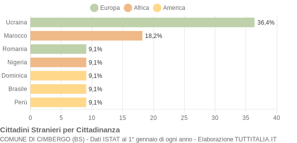 Grafico cittadinanza stranieri - Cimbergo 2010