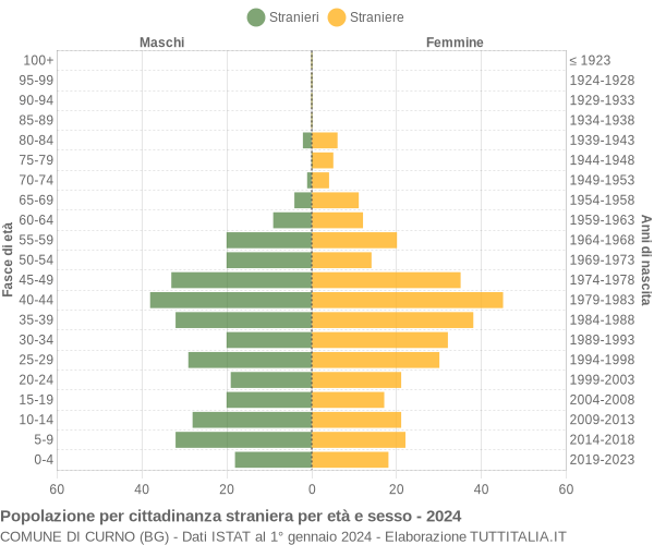 Grafico cittadini stranieri - Curno 2024