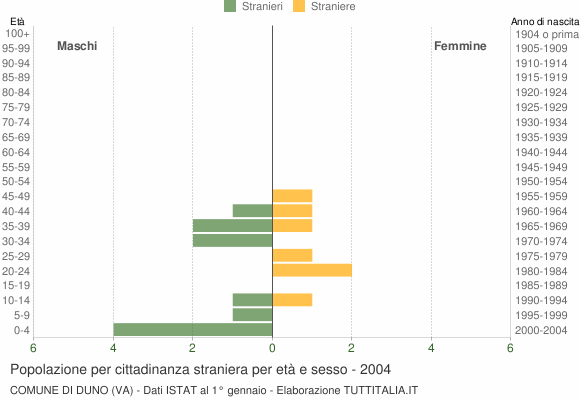 Grafico cittadini stranieri - Duno 2004