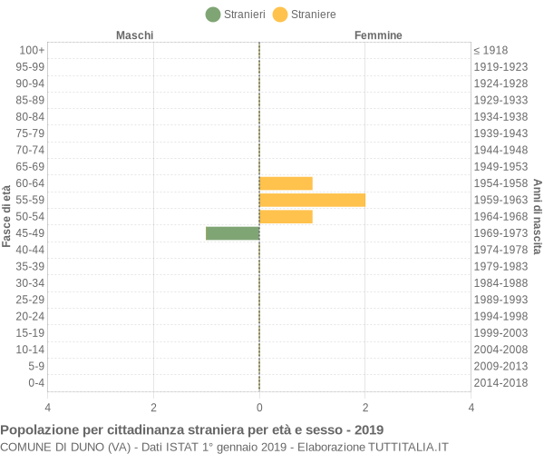 Grafico cittadini stranieri - Duno 2019