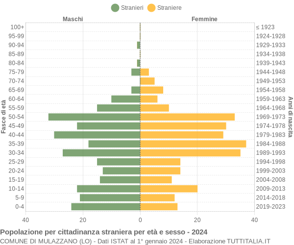 Grafico cittadini stranieri - Mulazzano 2024