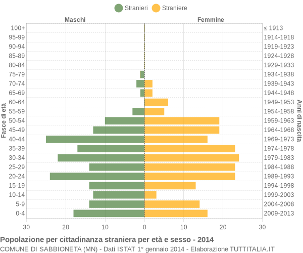 Grafico cittadini stranieri - Sabbioneta 2014