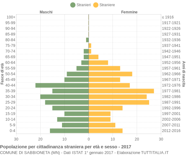 Grafico cittadini stranieri - Sabbioneta 2017