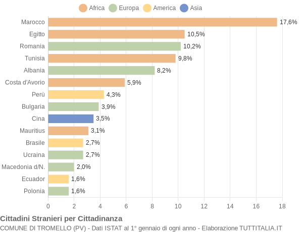 Grafico cittadinanza stranieri - Tromello 2010