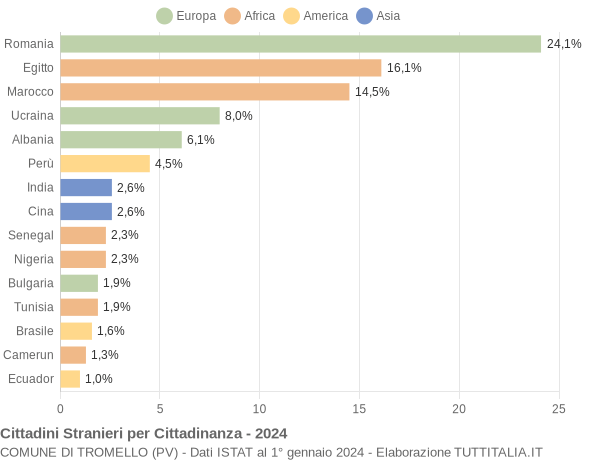 Grafico cittadinanza stranieri - Tromello 2024