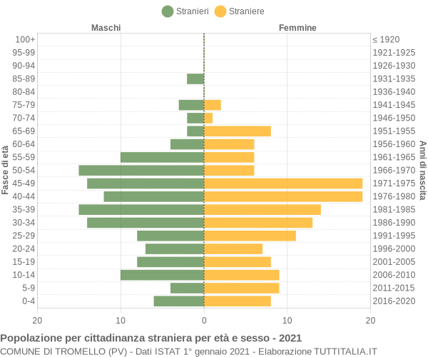 Grafico cittadini stranieri - Tromello 2021