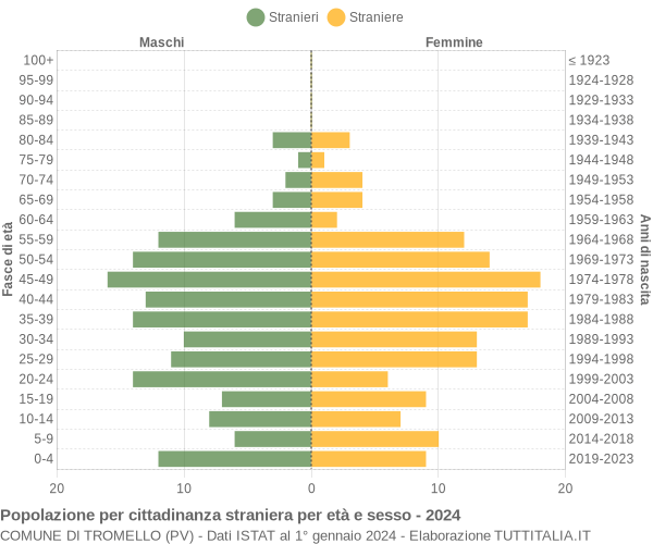 Grafico cittadini stranieri - Tromello 2024