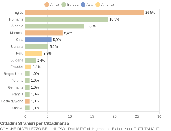 Grafico cittadinanza stranieri - Vellezzo Bellini 2014