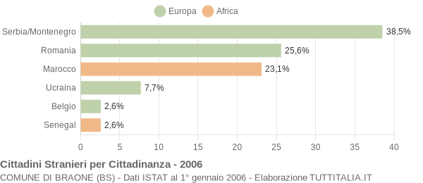 Grafico cittadinanza stranieri - Braone 2006