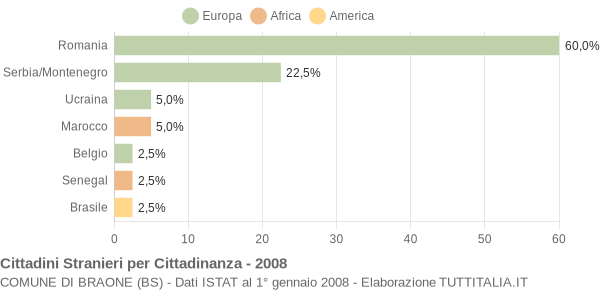 Grafico cittadinanza stranieri - Braone 2008