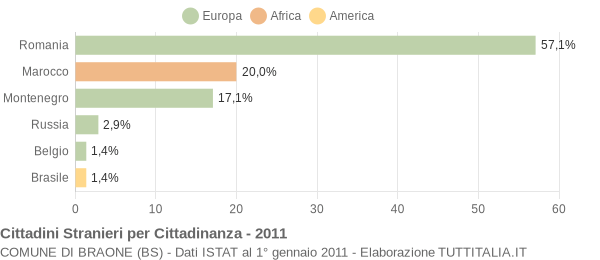 Grafico cittadinanza stranieri - Braone 2011