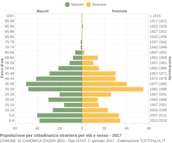 Grafico cittadini stranieri - Canonica d'Adda 2017