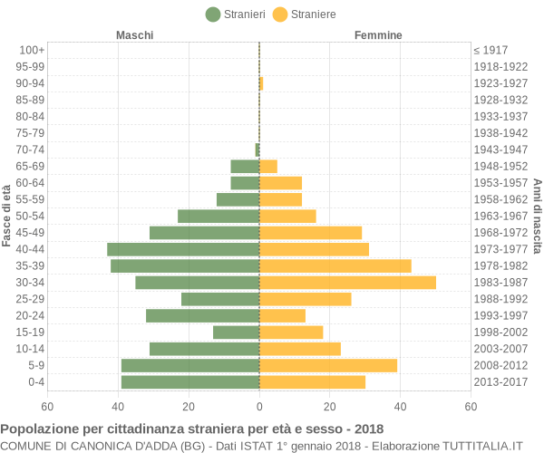 Grafico cittadini stranieri - Canonica d'Adda 2018