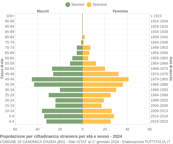 Grafico cittadini stranieri - Canonica d'Adda 2024