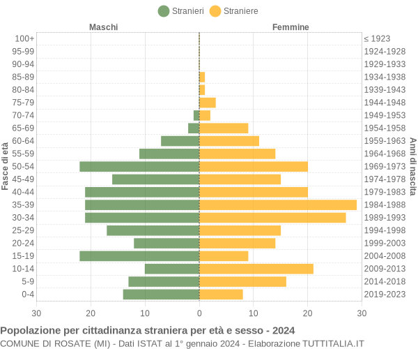 Grafico cittadini stranieri - Rosate 2024