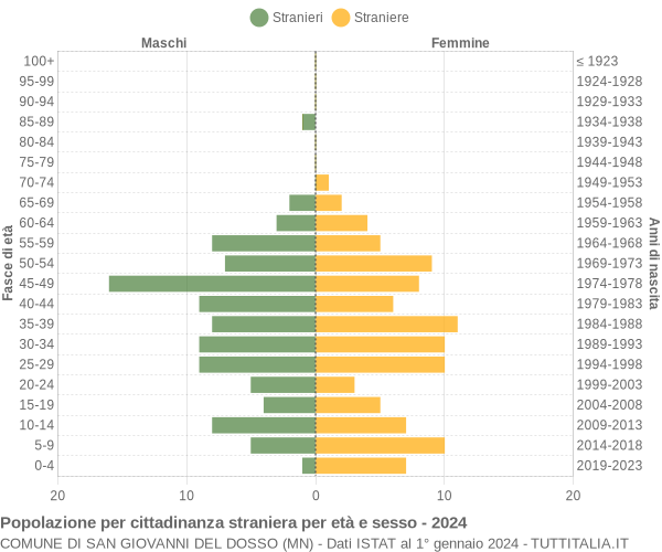 Grafico cittadini stranieri - San Giovanni del Dosso 2024