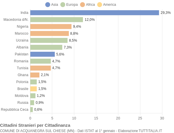 Grafico cittadinanza stranieri - Acquanegra sul Chiese 2011