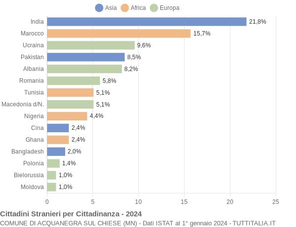 Grafico cittadinanza stranieri - Acquanegra sul Chiese 2024