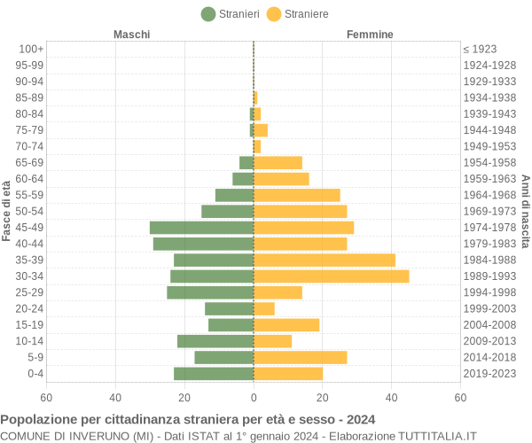 Grafico cittadini stranieri - Inveruno 2024