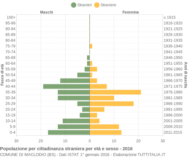 Grafico cittadini stranieri - Maclodio 2016