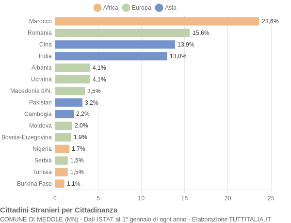 Grafico cittadinanza stranieri - Medole 2021