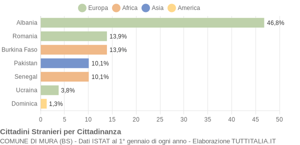 Grafico cittadinanza stranieri - Mura 2011