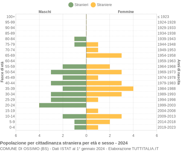 Grafico cittadini stranieri - Ossimo 2024