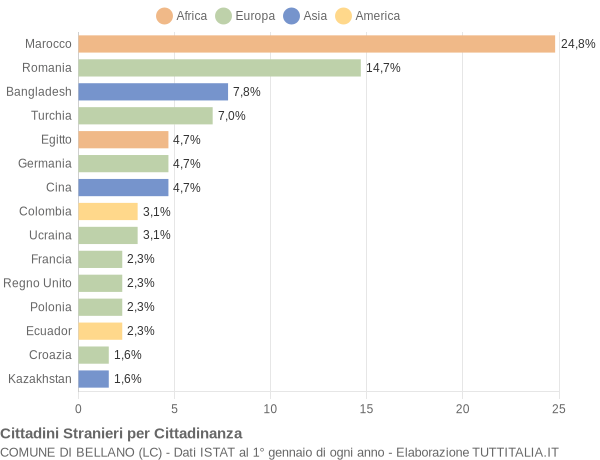 Grafico cittadinanza stranieri - Bellano 2009