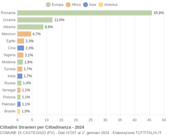 Grafico cittadinanza stranieri - Casteggio 2024