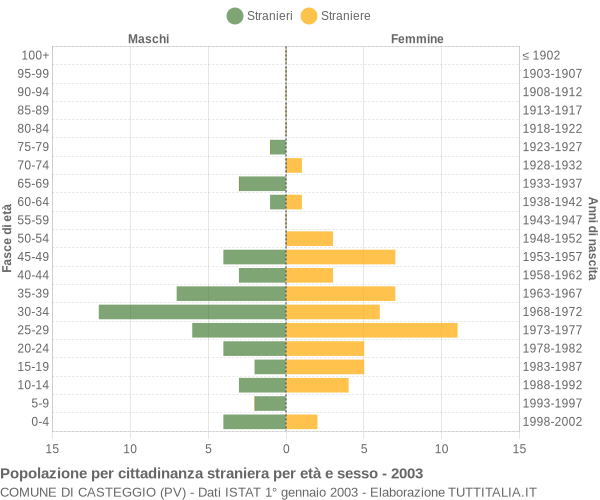 Grafico cittadini stranieri - Casteggio 2003