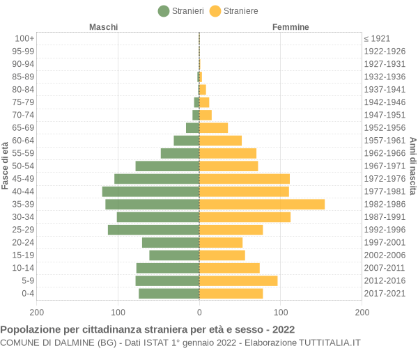 Grafico cittadini stranieri - Dalmine 2022