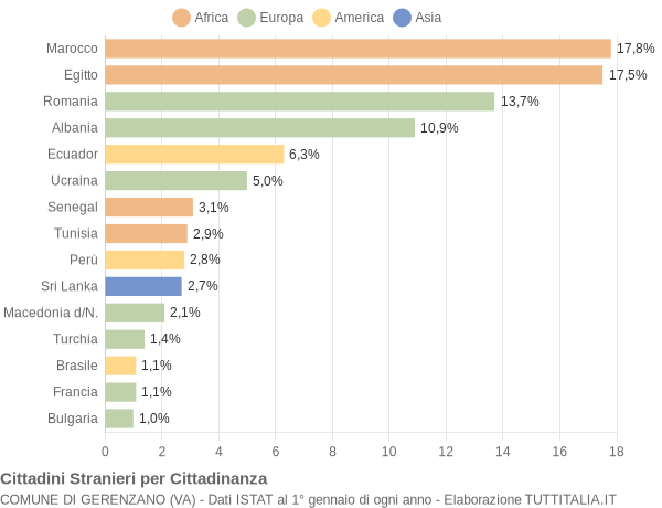 Grafico cittadinanza stranieri - Gerenzano 2009