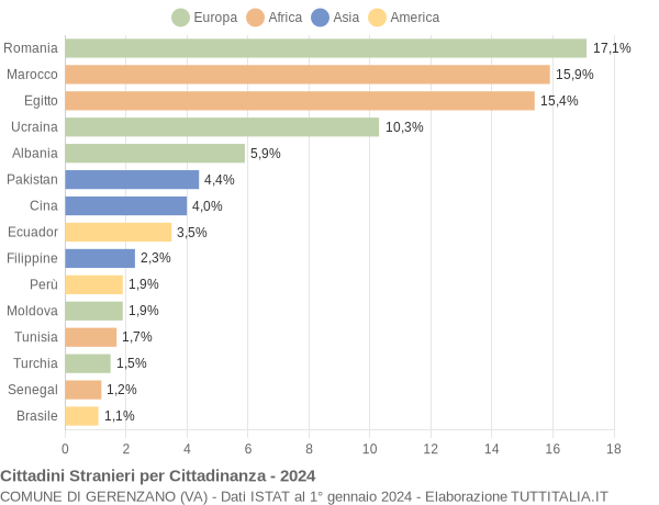 Grafico cittadinanza stranieri - Gerenzano 2024