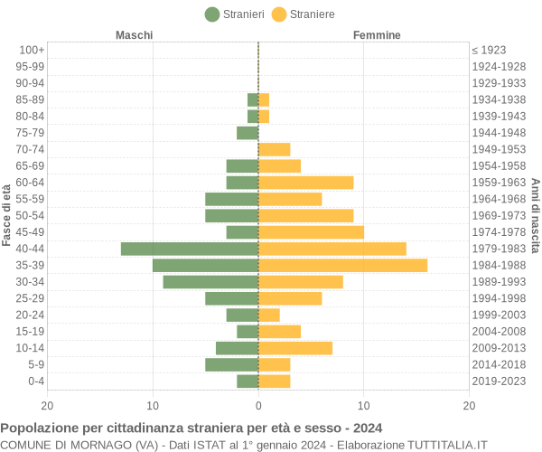 Grafico cittadini stranieri - Mornago 2024