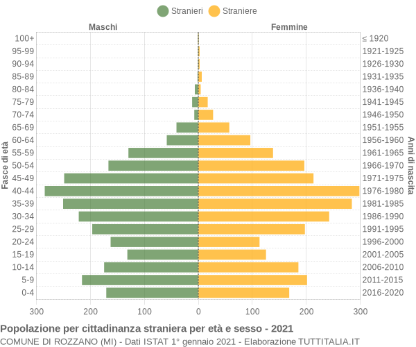 Grafico cittadini stranieri - Rozzano 2021