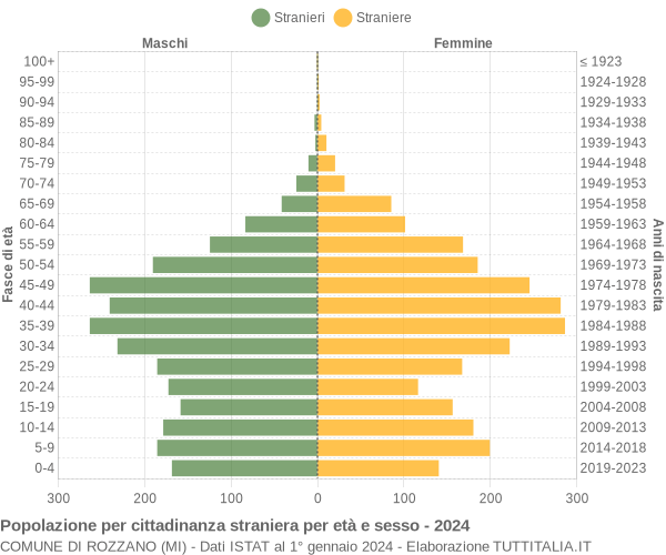 Grafico cittadini stranieri - Rozzano 2024