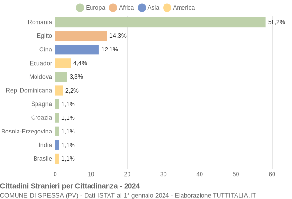 Grafico cittadinanza stranieri - Spessa 2024