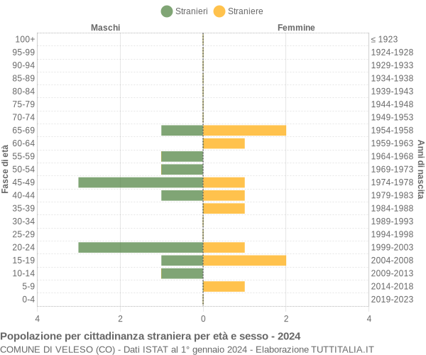 Grafico cittadini stranieri - Veleso 2024