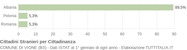 Grafico cittadinanza stranieri - Vione 2009