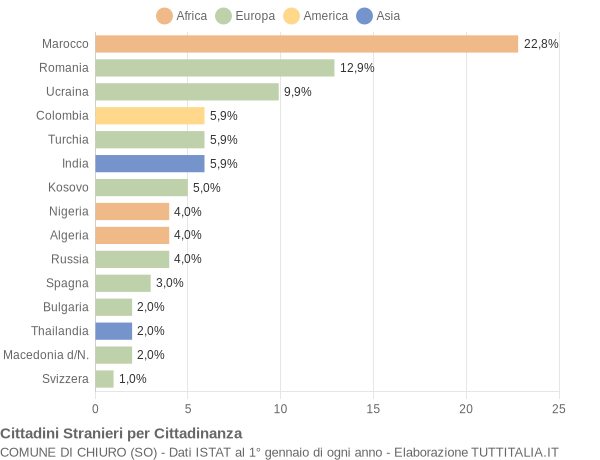 Grafico cittadinanza stranieri - Chiuro 2013